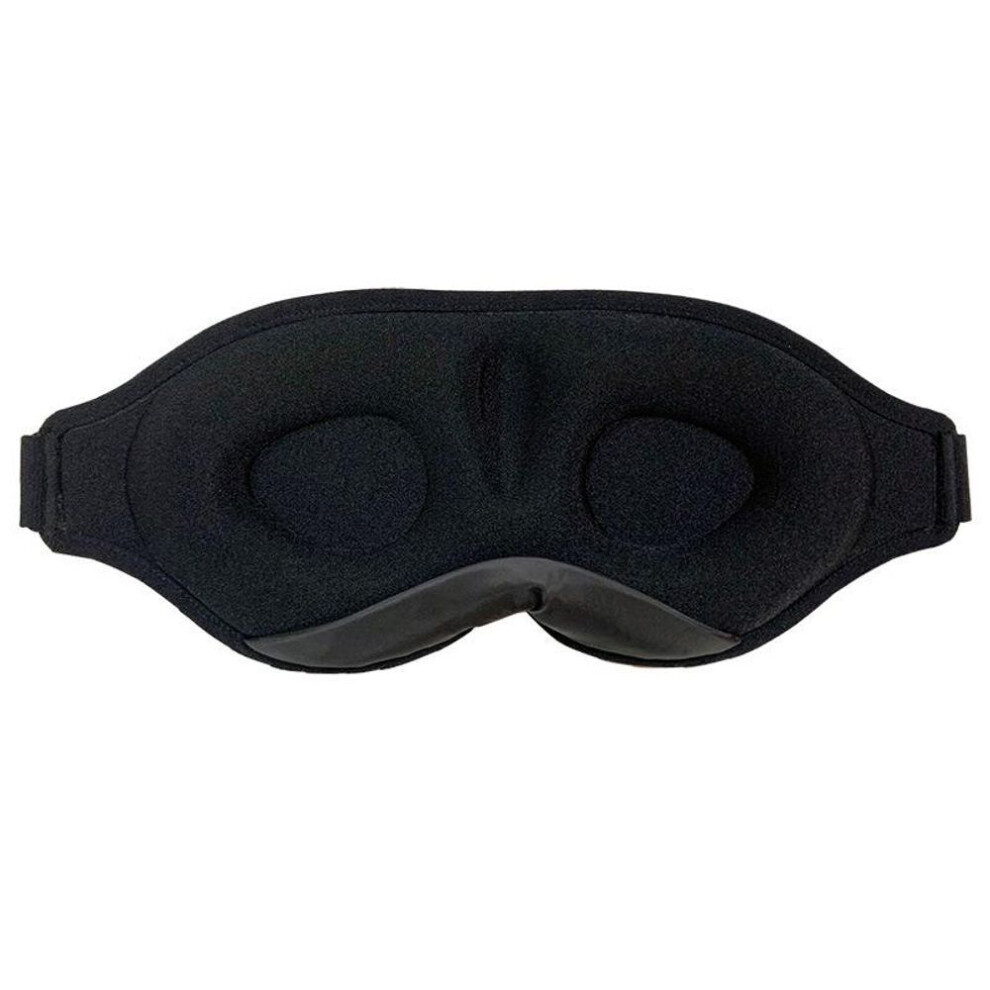 (black) Soft Padded Sleep Mask 3D Eye Blackout Luxurious Eye Cover Travel Blindfold