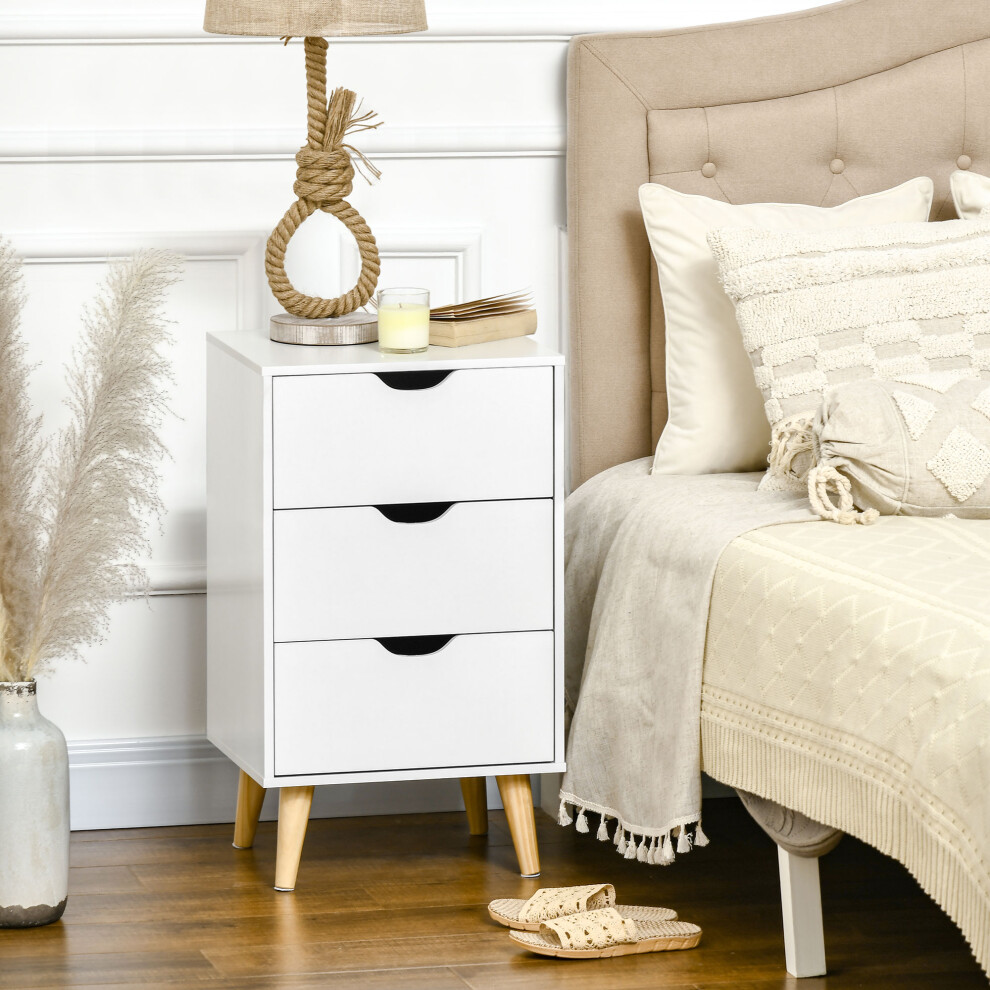 Homcom Chest Of Drawers, 3 Drawer Unit Storage Chest Bedroom, White