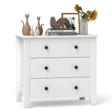3-Drawer Wooden Dresser Chest of Drawers With Wood Legs White