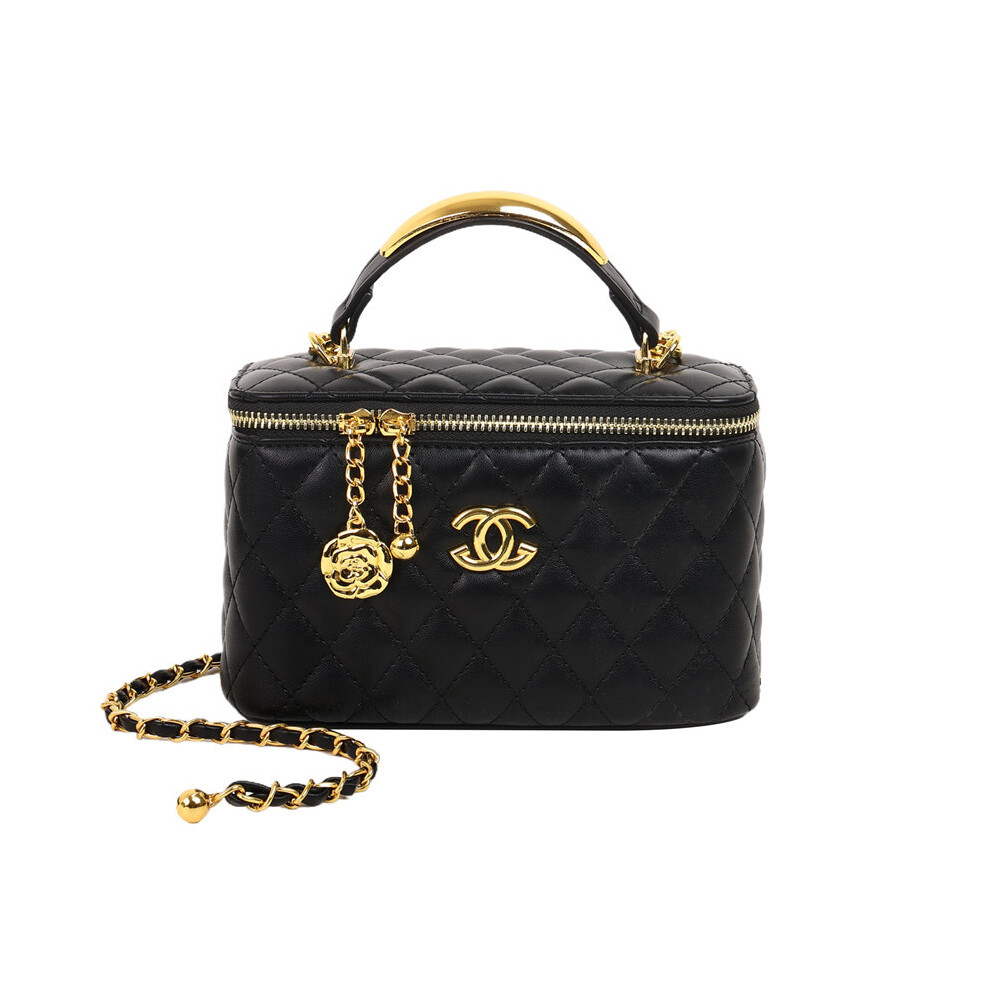 (Black) Versatile cosmetic bag, fashionable shoulder crossbody bag