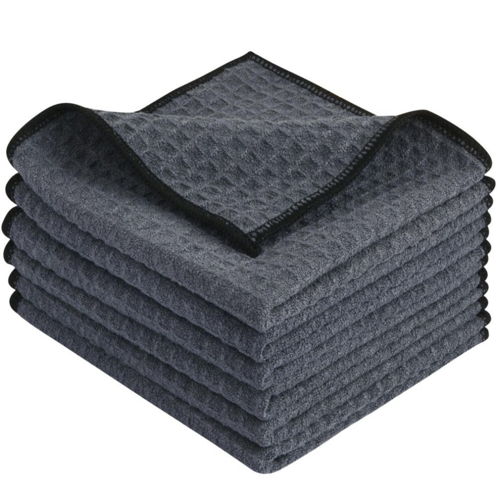 (dark grey, 6 pcs) Kitchen Sublimation Towel Microfiber Waffle Weave Dishes Drying Towel And Kitchen Cleaning Cloth Quick Drying Tea Towel