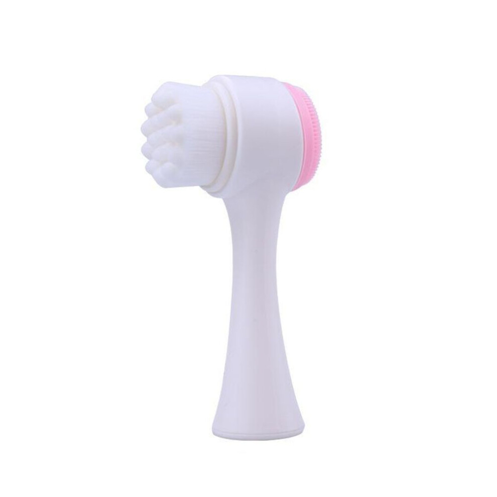 (pink) 1pc Cleanser Face Brush soft bristles silicone face brush dual purpose detachable