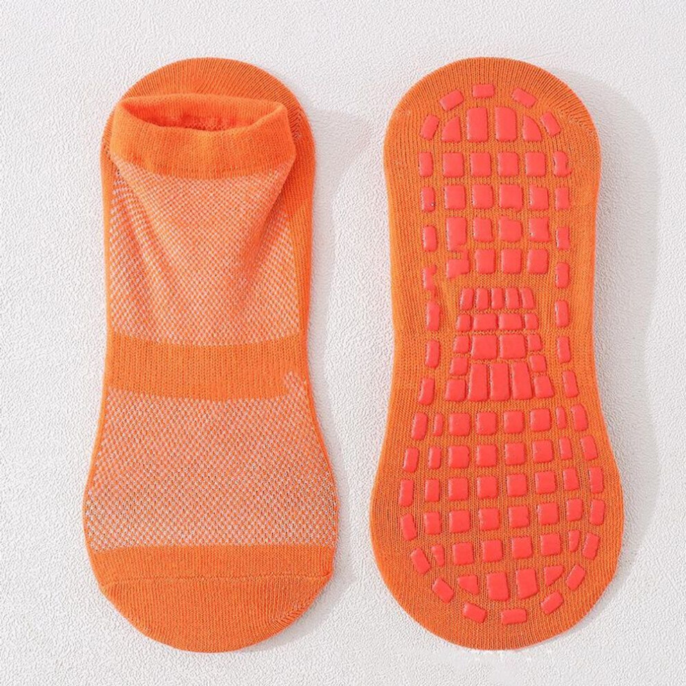 (orange, one size) Glue Dot Anti-slip Socks Grip Socks Non Slip Yoga Home Slipper Socks Cushioned Sole Socks for Men Women