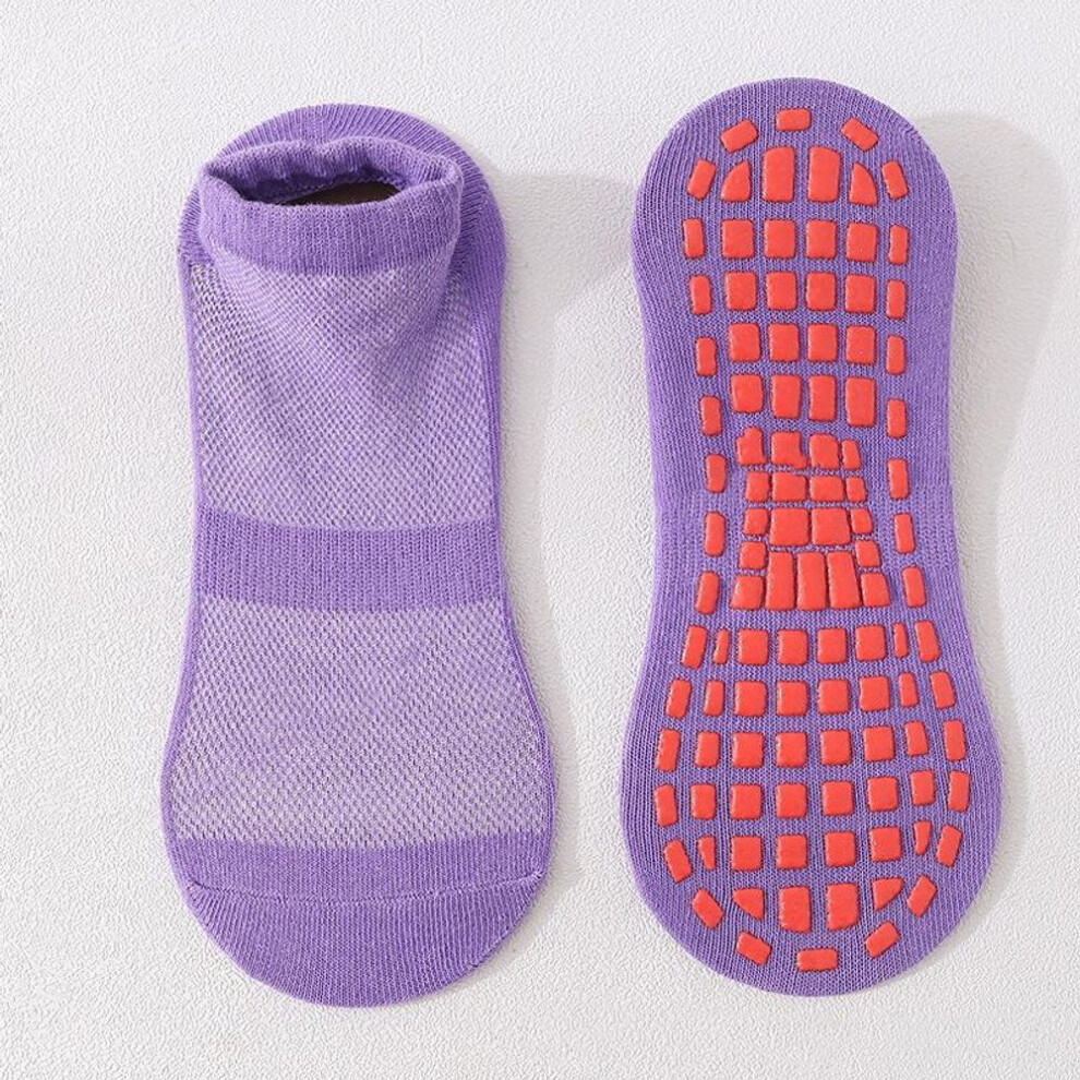 (purple, one size) Glue Dot Anti-slip Socks Grip Socks Non Slip Yoga Home Slipper Socks Cushioned Sole Socks For Men Women