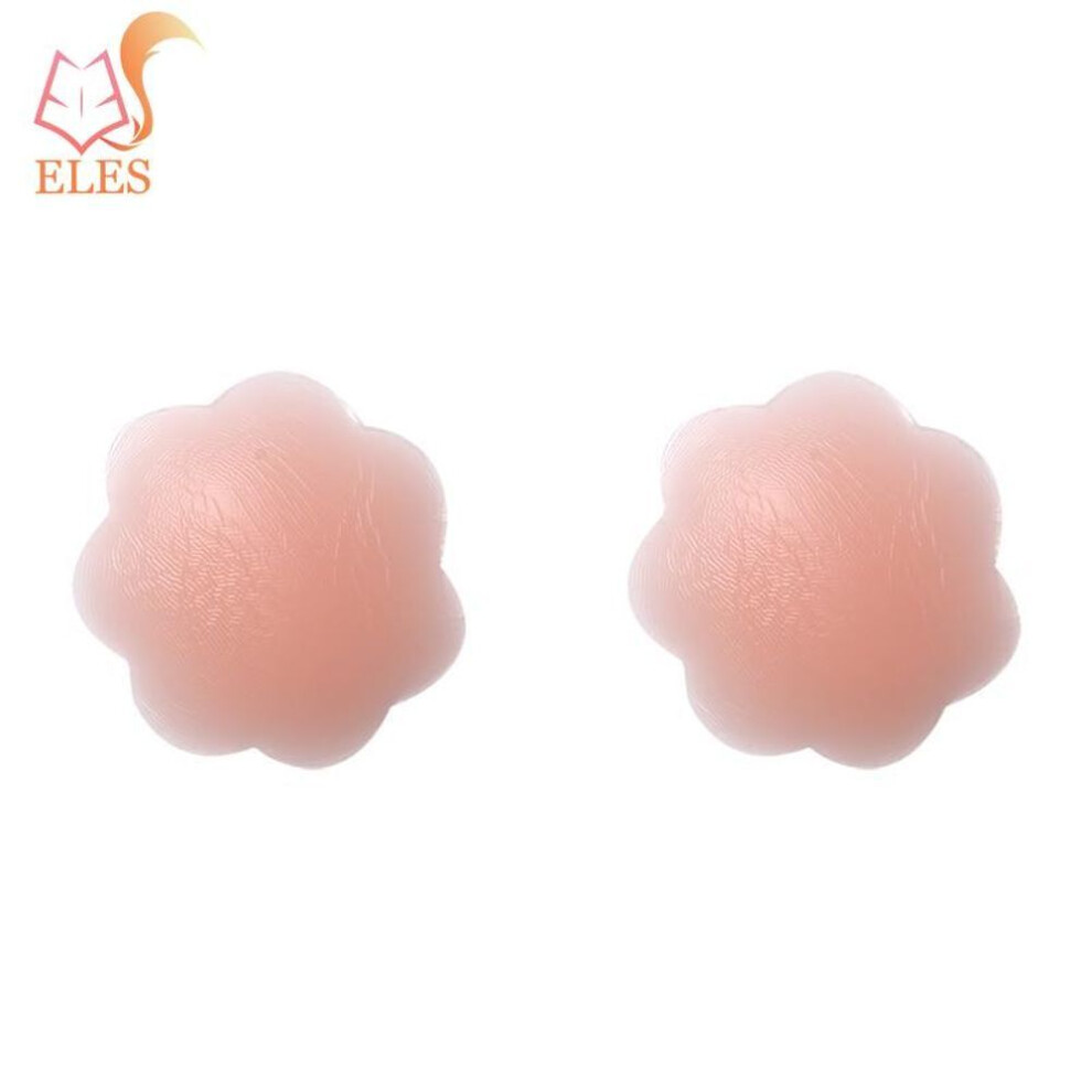 (beige, 6cm Flower) Silicone Breast Nnipple Covering Bra Natural Color One Size Nipple Sticker Underwear