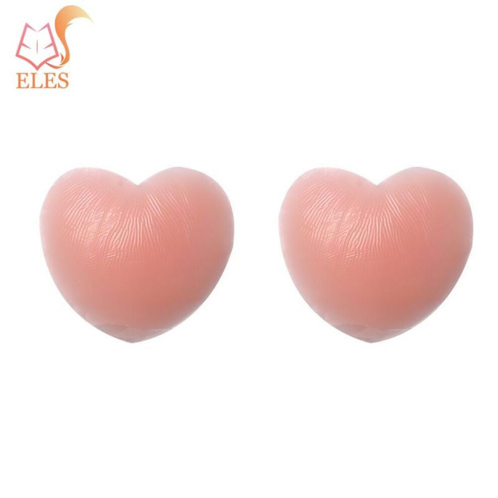 (beige, 6cm Heart) Silicone Breast Nnipple Covering Bra Natural Color One Size Nipple Sticker Underwear
