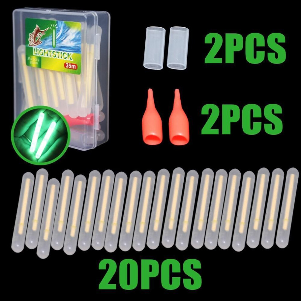 (green, 20pcs/set) 20pcs/ Box Mini Fishing Fluorescent Lightstick Fireflies for Fishing Float Fluorescent Lightstick Light Night Float Rod Lights