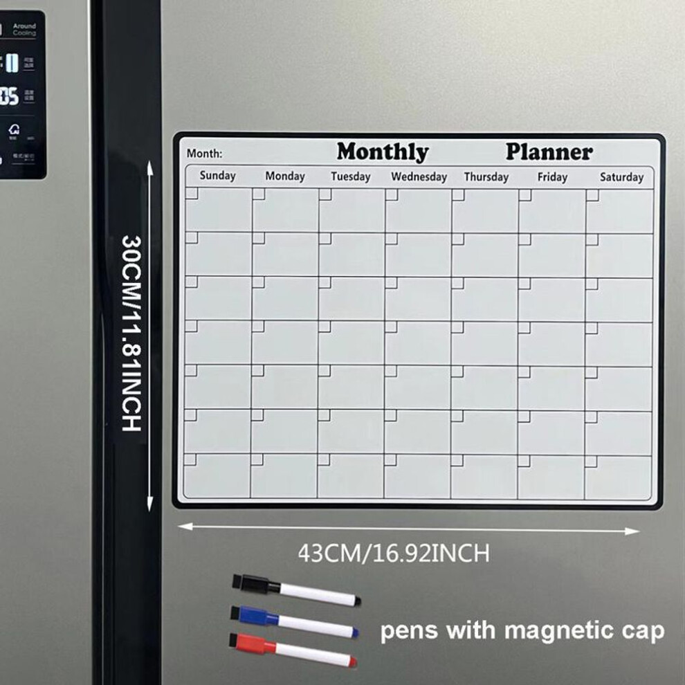 (as the picture) A3 Fridge Calendar Sheet Magnetic Sticker Message Board Menu Dry Erase Monthly Planner For Refrigerator Whiteboard