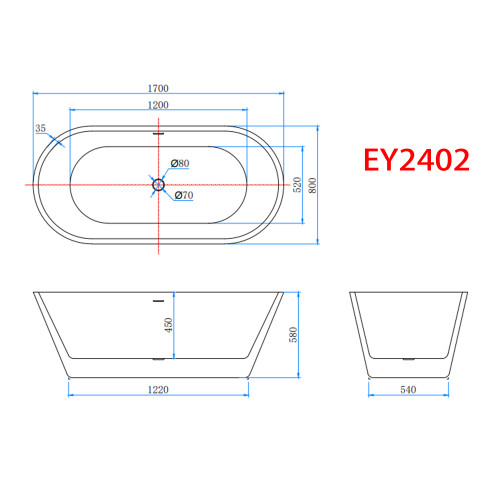 AICA Bathroom Freestanding Double Ended Bath Bathtub 1