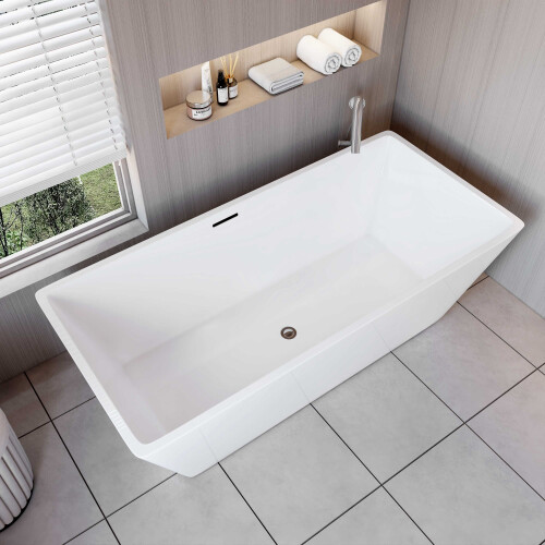 AICA Modern Freestanding Double Ended Bath 1700x800mm 2