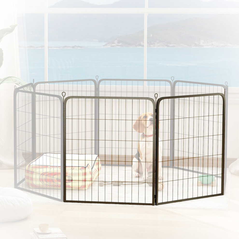 PawHut 2 Piece Expansion Pack Dog Pen for Medium Dogs, 80cm Tall, Black