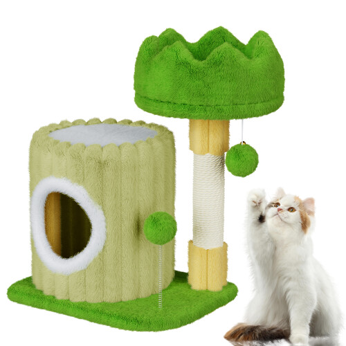 (Green) 53CM Tree - Hole Design Cat Tree Tower Playing House For Hide And Sleep