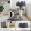 (Light Grey) 53CM Tree - Hole Design Cat Tree Tower Playing House For Hide And Sleep 4
