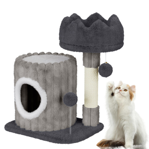 (Light Grey) 53CM Tree - Hole Design Cat Tree Tower Playing House For Hide And Sleep