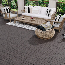 (Dark Brown) 11Pcs Wood Grain Interlocking Deck Tiles Set