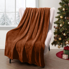 (Double Blanket Fleece Throw, Rust/Orange Blanket Mink Throw Fleece) Soft Warm Fleece Blanket Bed Sofa Couch Throw UK
