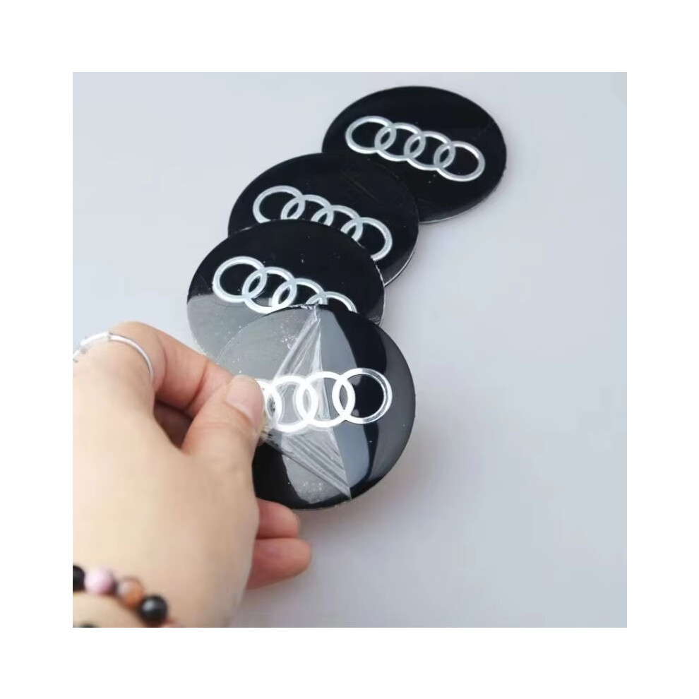 (, 56Mm) 4Pcs 56Mm Car Wheel Center Hub Cap Badge Logo Emblem Decal Wheel Sticker For Audi A3 A4 A5 A6 Q3 Q5 Q7 Tt Black 6910535708613