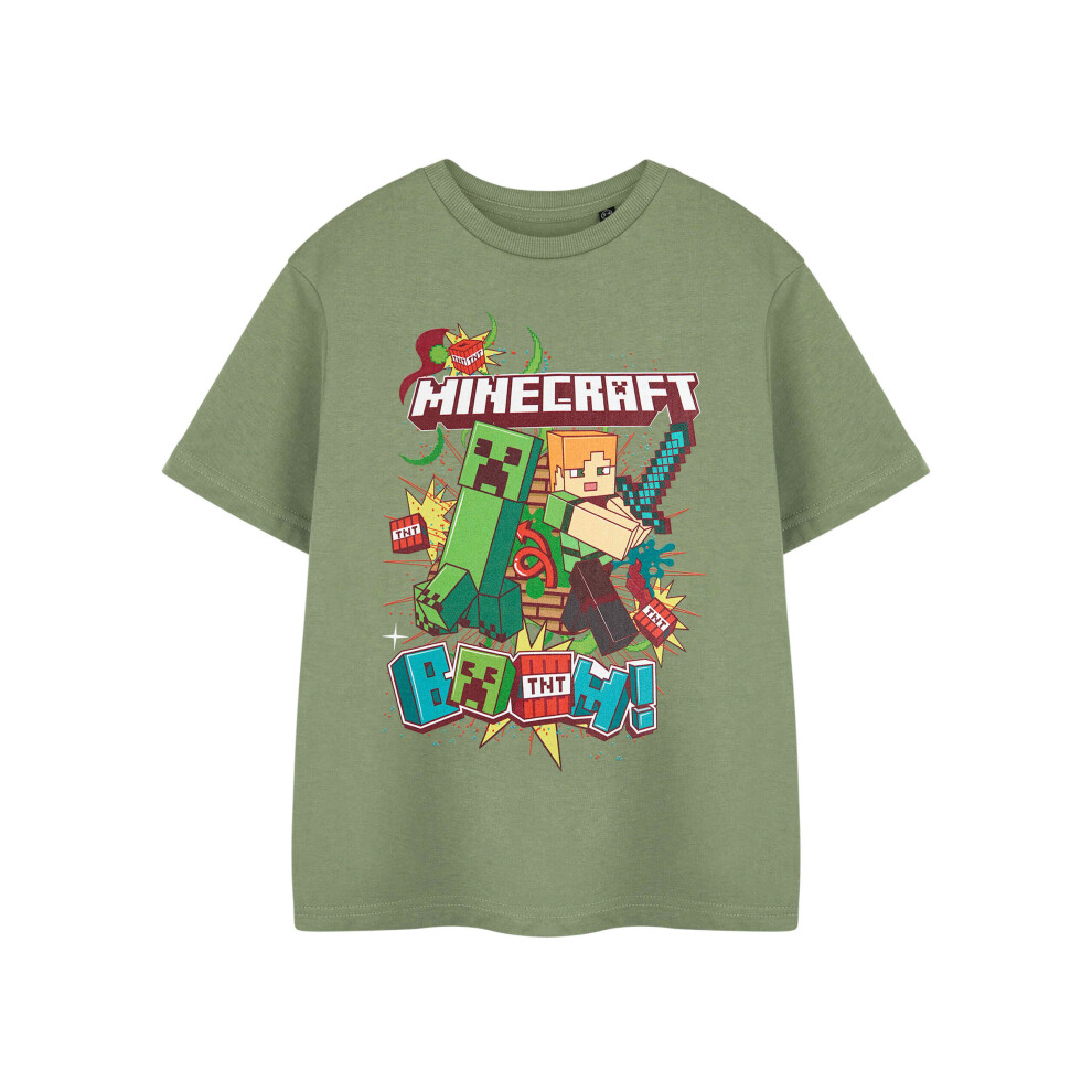 (11-12 Years) Minecraft Short Sleeved T-Shirt (Boys Green)
