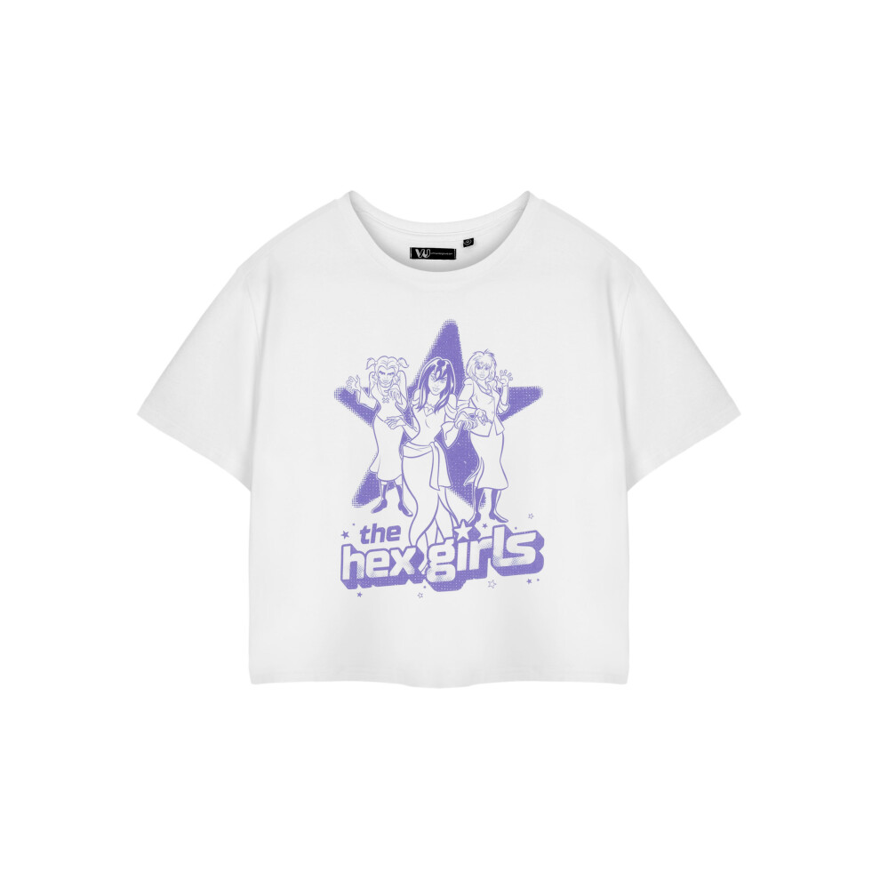 (Large) Scooby Doo Cropped Short Sleeved T-Shirt (Womens White)