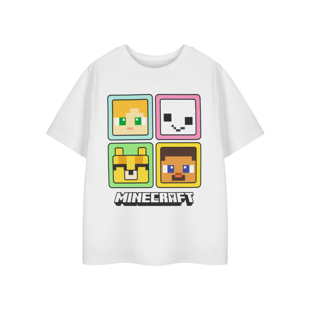 (3-4 Years) Minecraft Short Sleeved T-Shirt (Girls White)