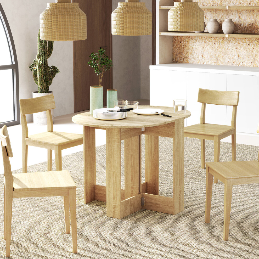 Homcom Folding Dining Table Foldable Drop Leaf Dinner Table For Kitchen Oak