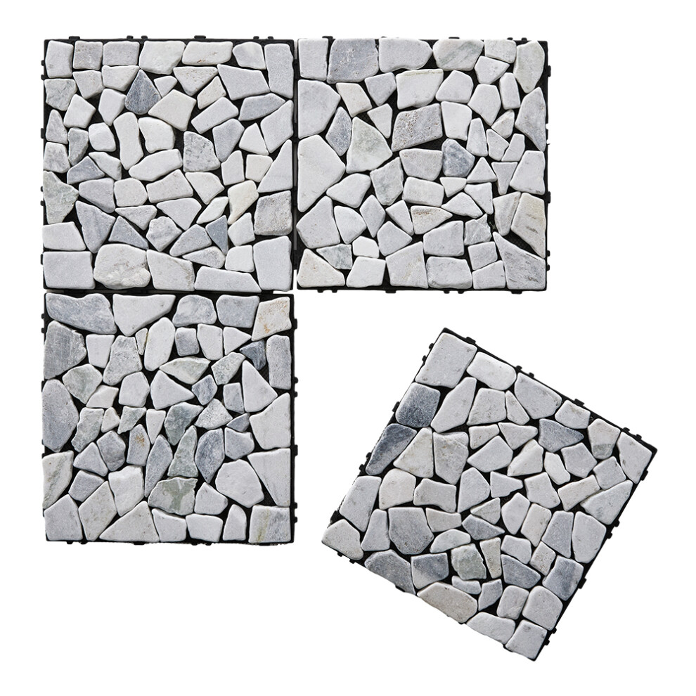 (#1) 6 Pcs Interlocking Stone Deck Tiles