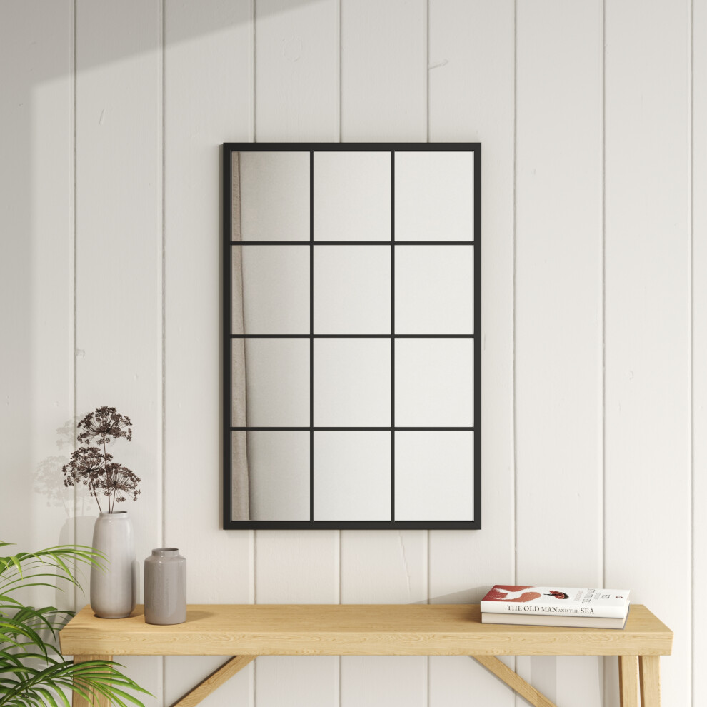 Classic Window Mirror Wall Accent Metal Framed Mirror