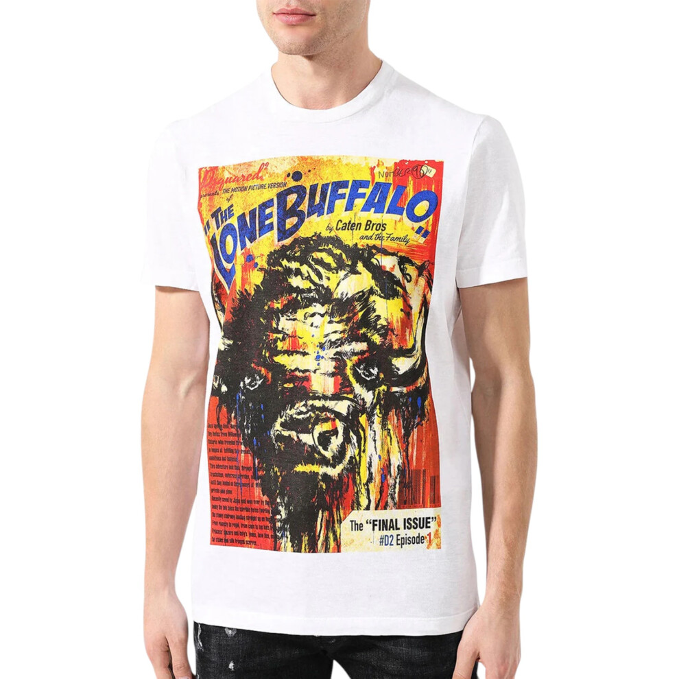(White, L) DSQUARED2 Mens T Shirts Casual Cotton Tops