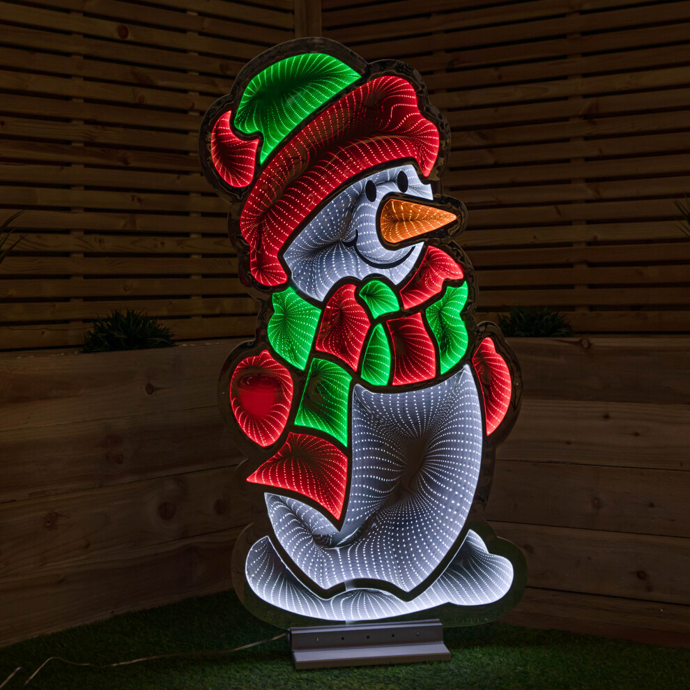 4ft Light up Snowman Infinity Christmas Decoration with Multi-Coloured LEDs