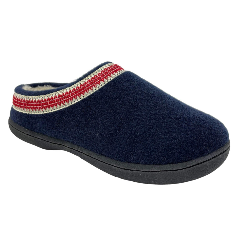 Clarks Womens Wool Felt Clog Slippers Warm Cozy Indoor Outdoor Faux Plush Soft Fur Lined Slipper for Women (Navy  8 M US)