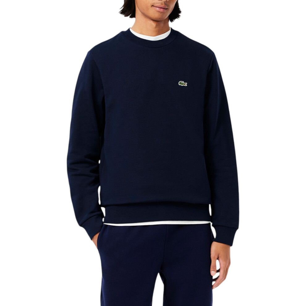 Lacoste (Navy, L) Mens Fleece Sweatshirt Knitted Jumper Blue