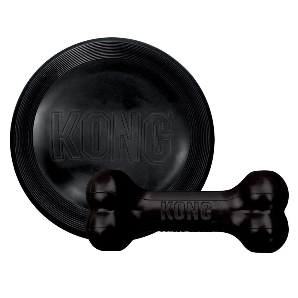 Kong - Extreme Flyer And Extreme Goodie Bone - Tough Dog Toys For Power Chewers - For Large Dogs