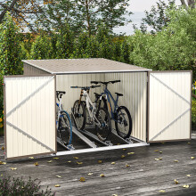 Outdoor Lockable Bike Storage Shed, Grey