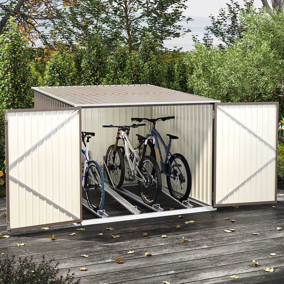 Outdoor Lockable Bike Storage Shed, Grey
