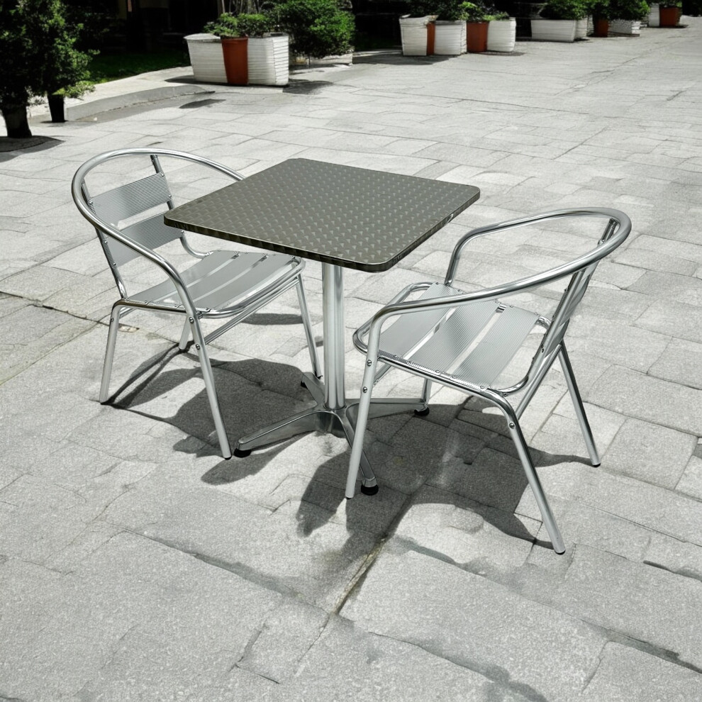 Aluminium Garden Furniture Set, 2 x Chairs plus a square table