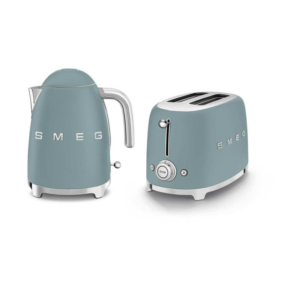 Smeg EEJB289 Breakfast Set,1.7L, 300W Emerald Green Kettle And 2 Slice Emerald Green Toaster, KLF03EGMUK/TSF01EGMUK