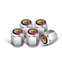 (5pcs-silver) 5pcs Metal Car Tire Wheel Theftproof Cap Air Valve Stem Dust Waterproof Cover For Fiat Abarth 595 Abarth 500 Abarth 124 Spider