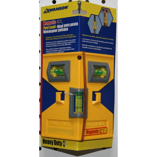 Level de Poste Magnético Swanson Tool Co PL001M, Amarelo, Com Laço Elástico para Trabalho Sem Mãos 2