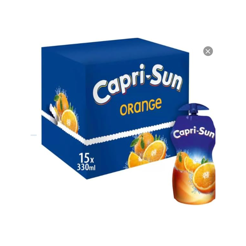 Capri-Sun Orange Big Pouch 15X330ml - Resealable On-The-Go Hydration, Vegan, Gluten Free, Lactose Free, No Preservatives, Made With Spring Water