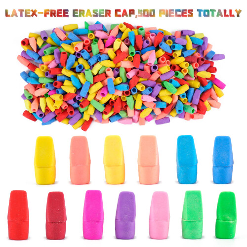 500 Pack Pencil Eraser Caps Pastel Colour 1