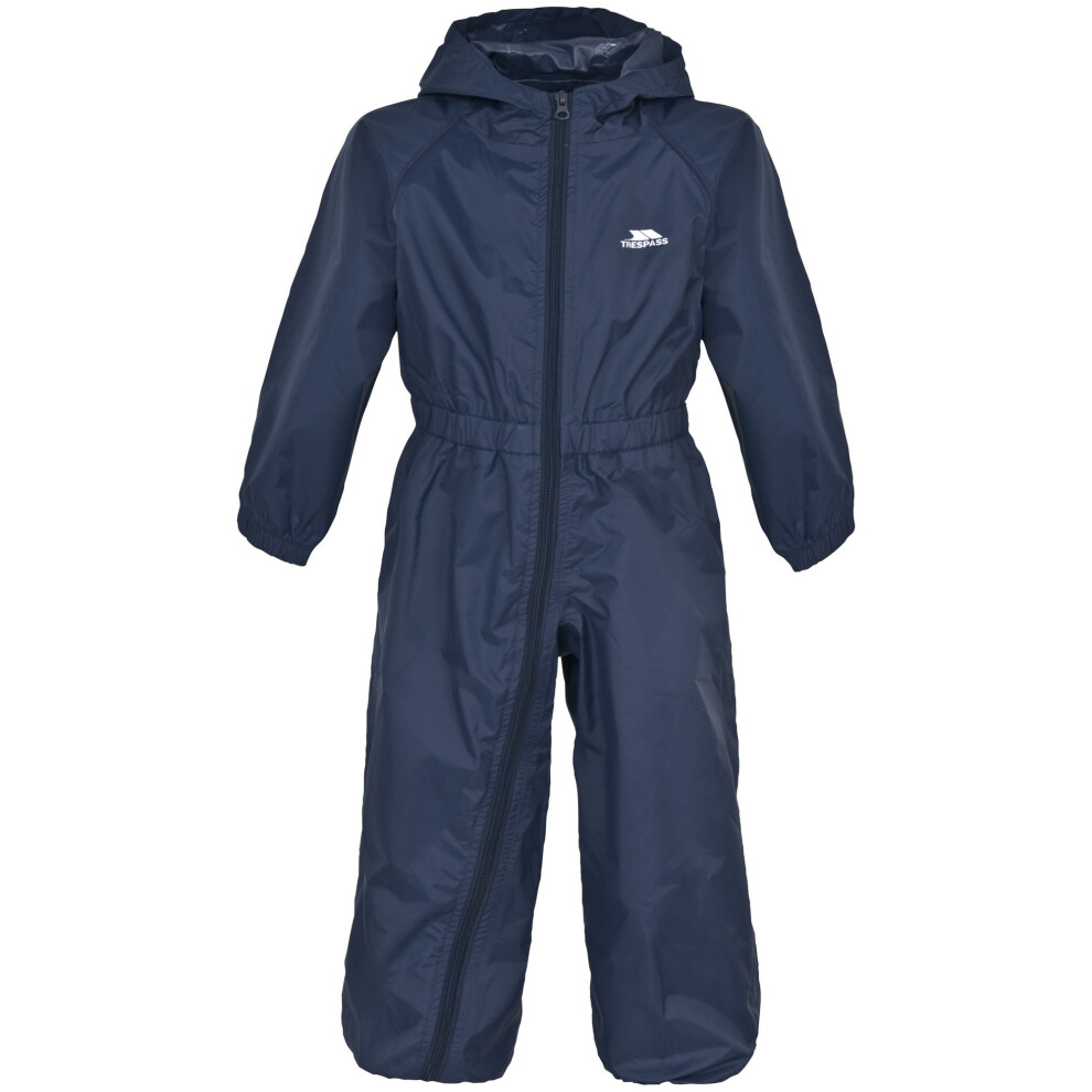 (9/10 Years, Navy Blue) Trespass Childrens/Kids Button Waterproof Rain Suit