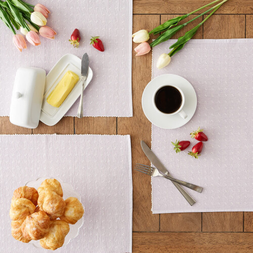 LAVENDEL FOG DOBBY DOTS RIB-TISCHSET-SET/6 1