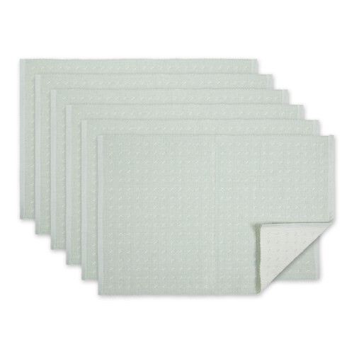 NEBELBLAUES DOBBY DOTS RIB-TISCHSET-SET/6 1
