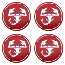 (56mm Red) 4pcs 56mm Wheel Center Hub Cap Emblem Badge Stickers Car Stying for Fiat Abarth 124 500 Grande Punto Spider 500C 595C 695C Evo