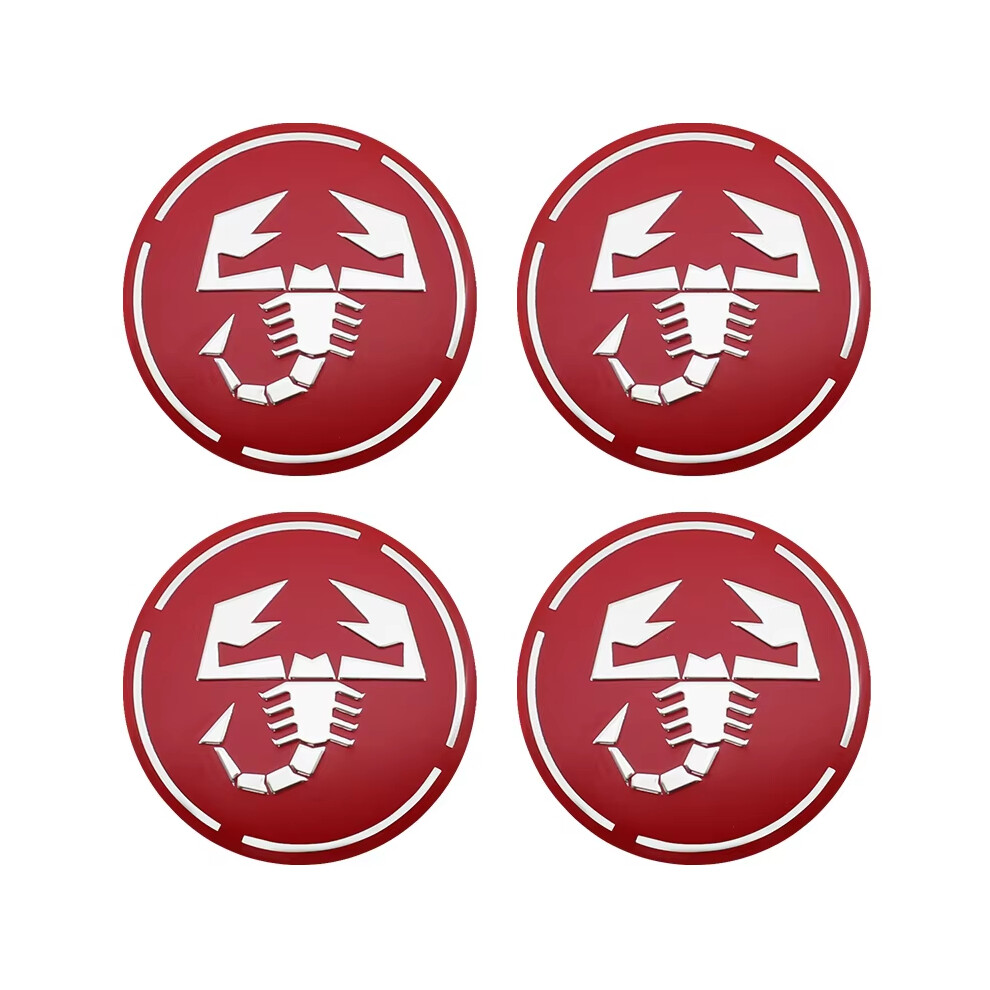 (56mm Red) 4pcs 56mm Wheel Center Hub Cap Emblem Badge Stickers Car Stying for Fiat Abarth 124 500 Grande Punto Spider 500C 595C 695C Evo-image-OPC-PFZF978-NEW