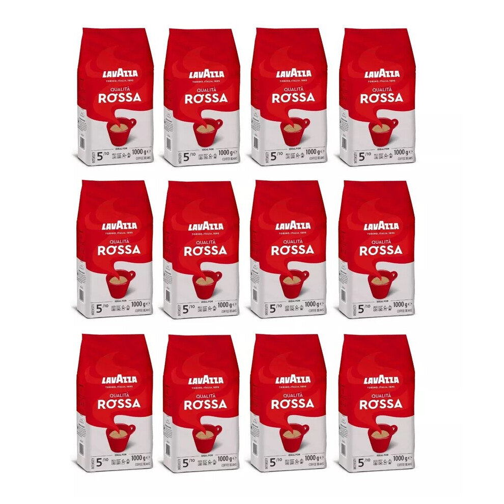 Lavazza 12 X Qualita Rossa Coffee Beans - 1Kg (Pack Of 12)