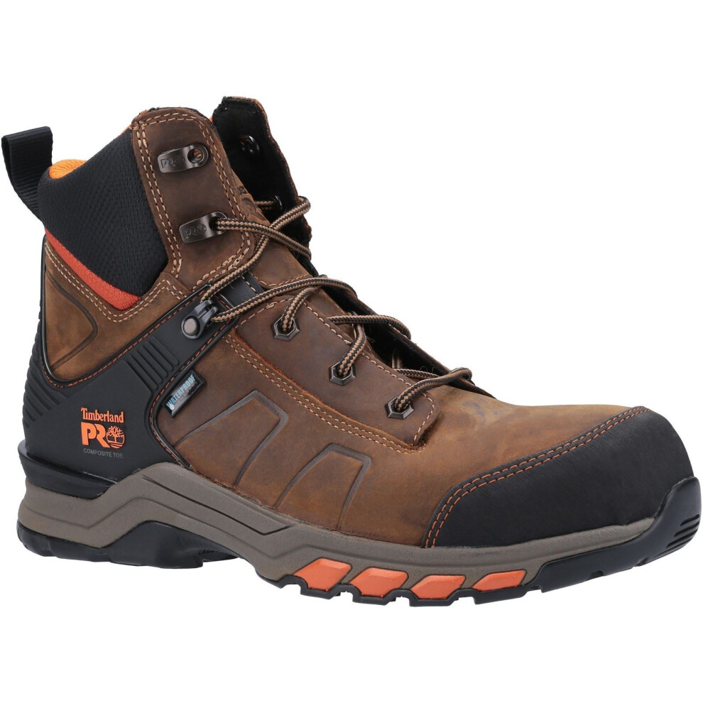 (Brown, 7 (Adults')) Timberland Pro Hypercharge Work Leather Brown/Orange Safety Boots