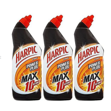 Harpic Power Plus 3 x 750ml Toilet Cleaner - Kills 99.9% of bacteria, removes limescale, fast-acting