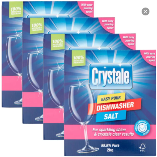 Phoenix Crystale Dishwasher Salt, 4 x 2kg (Crystale Clear Results)