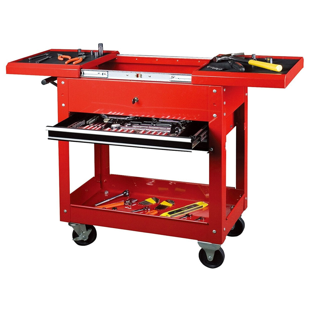 (Red/Black) Tool Cart Workstation Tool Storage Chest Trolley Tool Chest Rolling Tool Box 5060489627568